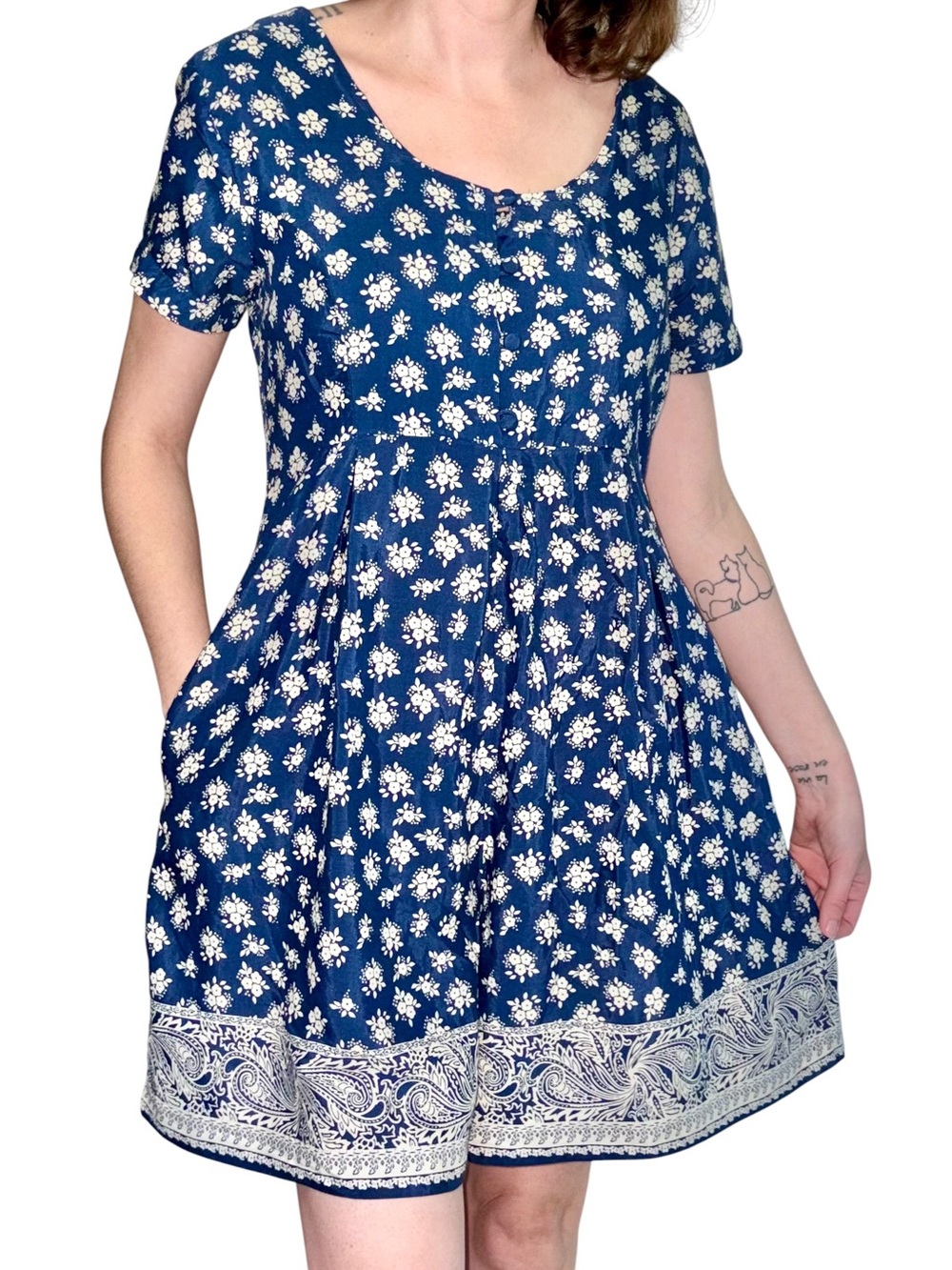 Vintage 90s The Limited Blue Floral Rayon Romper Playsuit